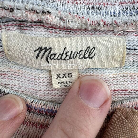 Madewell Womens Bubble Sleeve Sweater Crop Top Rainbow Stripe AI240 XXS - Picture 5 of 10